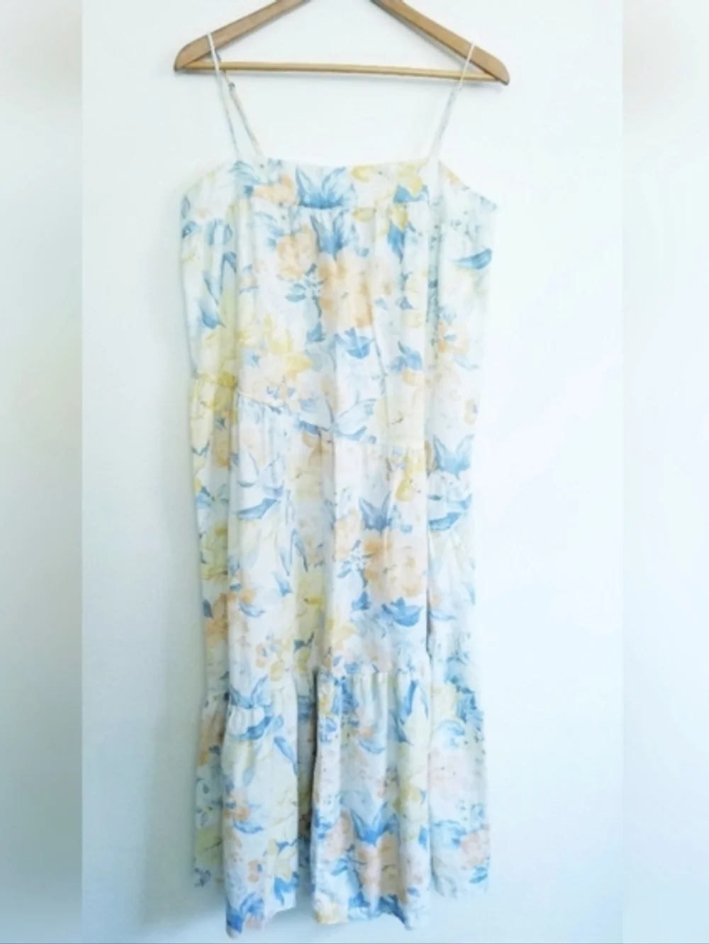 Abercrombie & Fitch Floral Sleeveless Spaghetti Strap Linen Blend Maxi Dress